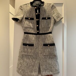 Maje Black and Gold Tweed dress